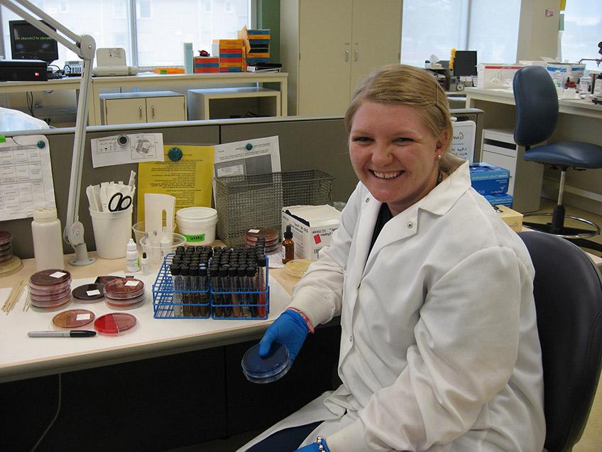 Student in microbiology lab